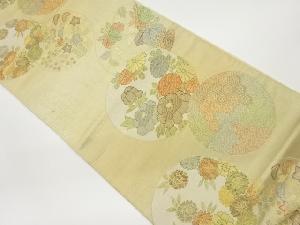 リサイクル　丸に秋草・花々・古典柄模様織出し袋帯